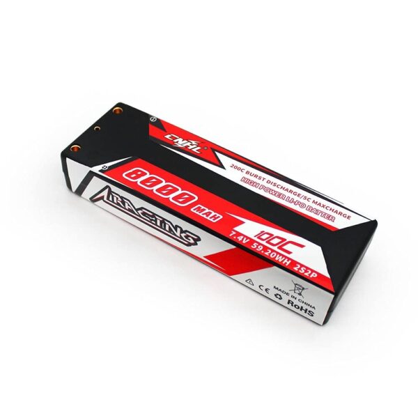 CNHL Racing Series 8000mAh 7.4V 2S 100C Hard Case Lipo Battery - Image 2