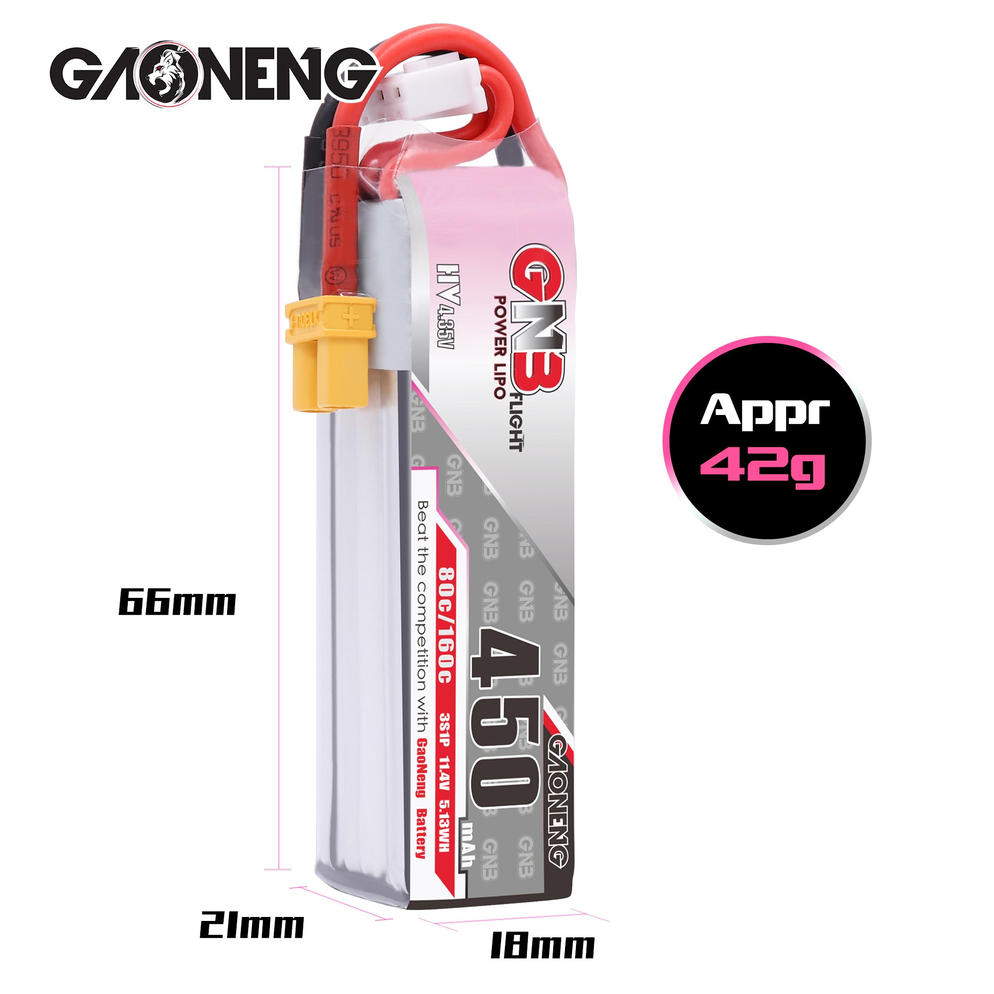 GNB Battery 11.4V HV 80C 450mAh 3S - Image 3