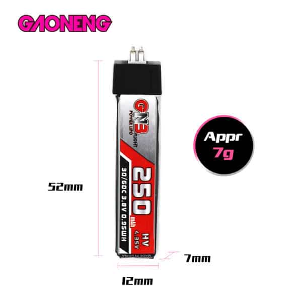 GNB Battery 3.8V 30C 250mAh 1S JST 1.25mm - Image 3