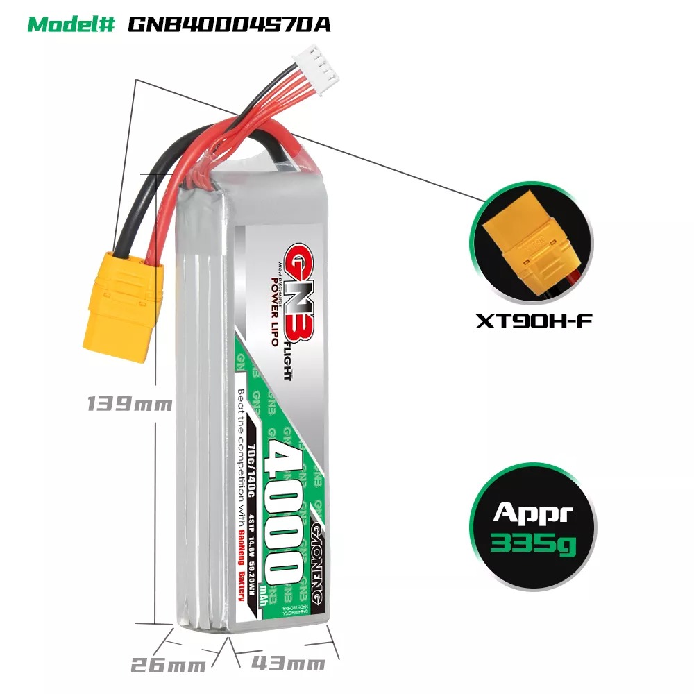 GNB Battery lipo 4s 4000mah weight and dimensions