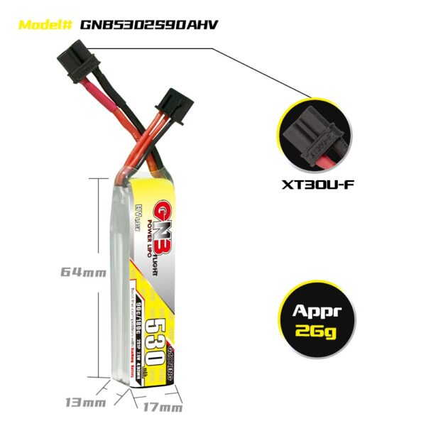GNB LiPo Battery 7.6V 90C 530mAh 2S HV - Image 3