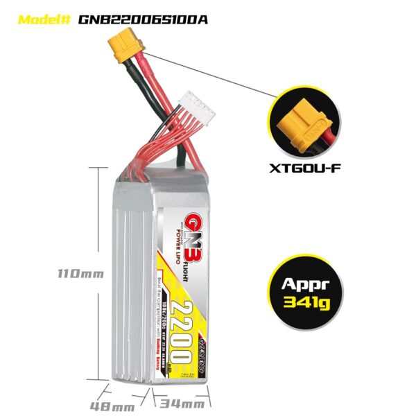 GNB Battery 22.2V 100C 2200mAh 6S - Image 3