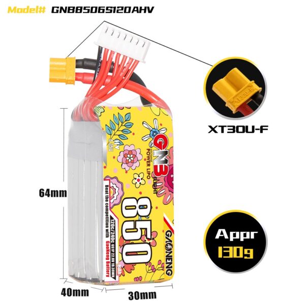 GNB Battery 22.8V 120C 850mAh 6S HV - Image 3