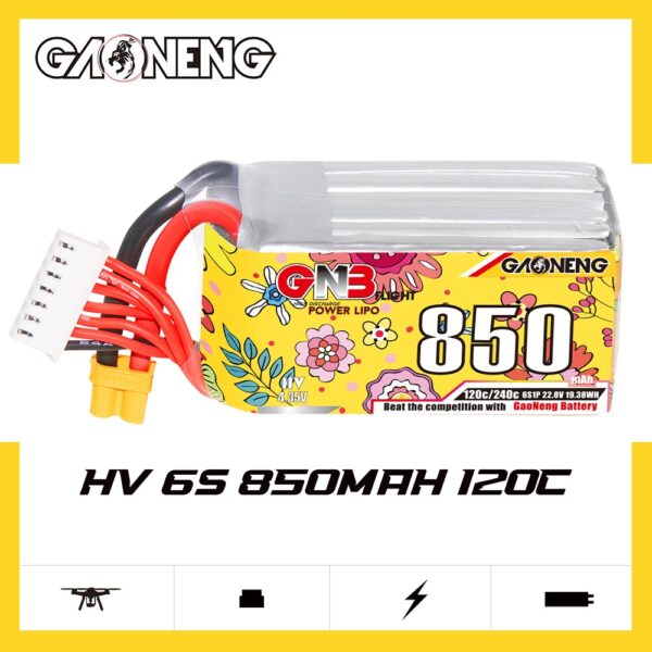 GNB Battery 22.8V 120C 850mAh 6S HV