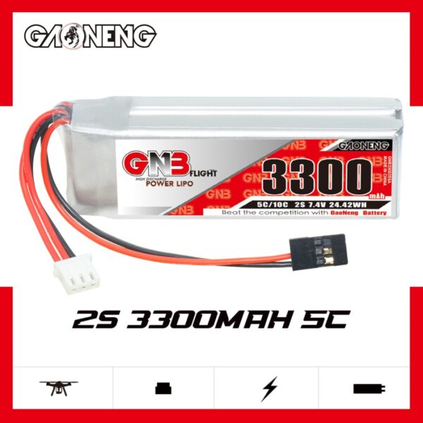 Product image for GNB Battery 7.4V 3300mAh 2S for Airtronics/Sanwa MT-4, M11X, M12