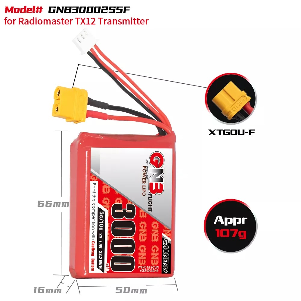 RadioMaster 6200mah 2S Lipo Transmitter Battery For TX16s and Boxer