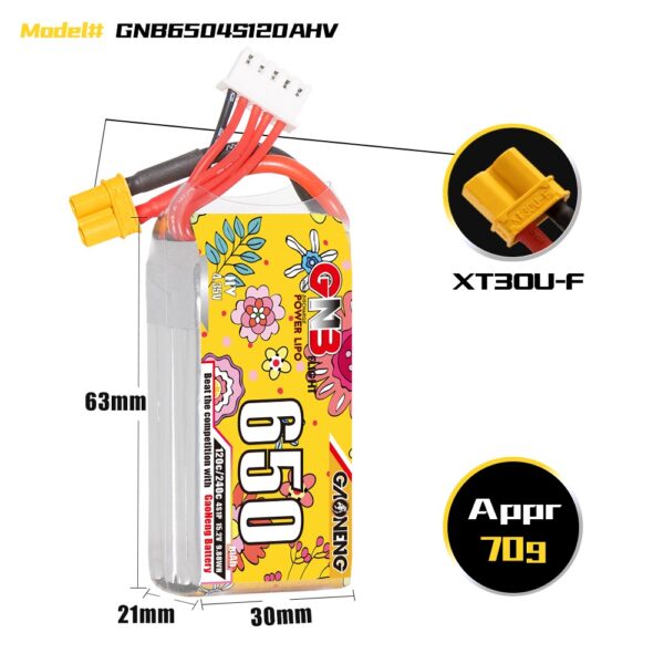 GNB Battery 15.2V 120C 650mAh 4S HV - Image 3