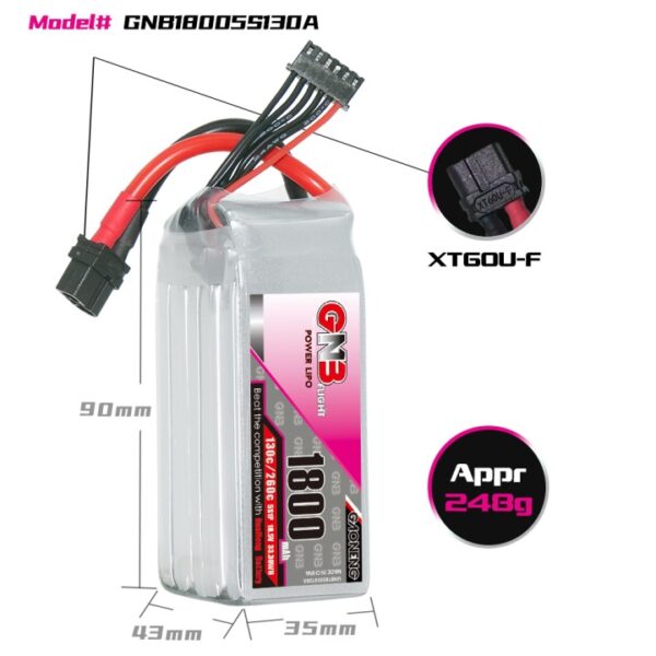 GNB Battery 18.5V 130C 1800mAh 5S - Image 3
