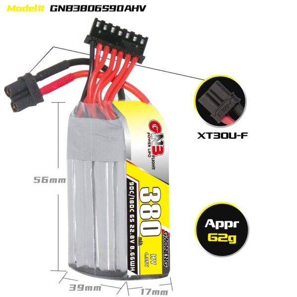 GNB Battery render showing dimensions