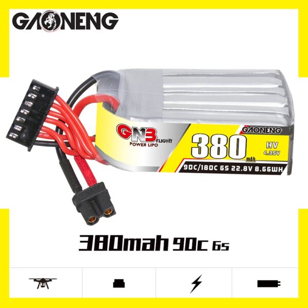 Info image of the GNB 6S 380mah lipo battery for fpv drones