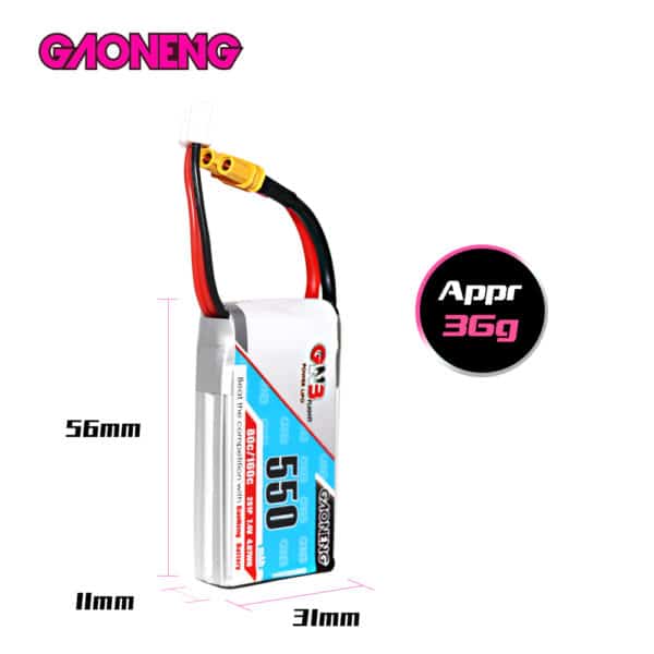GNB Battery 7.4V 80C 550mAh 2S - Image 4