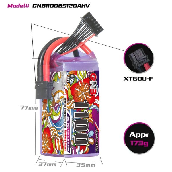 GNB Battery 22.8V 120C 1100mAh 6S HV - Image 3