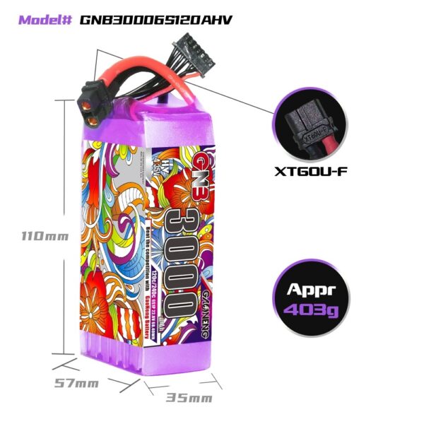 GNB Battery 22.8V 120C 3000mAh 6S HV - Image 2