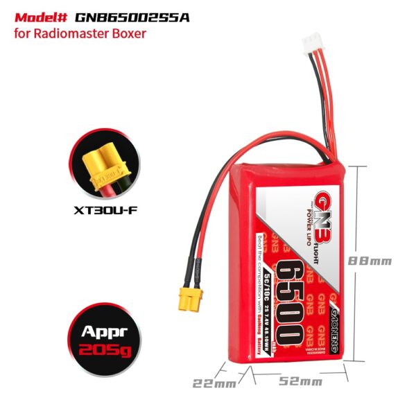 GNB Battery 7.4V 6500mAh 2S for RadioMaster Boxer - Image 2