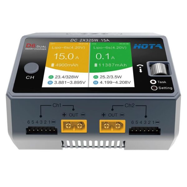 HOTA D6 325W 15A 1-6S Dual Channel DC Smart Charger w/ Wireless Cellphone Charging - Image 4