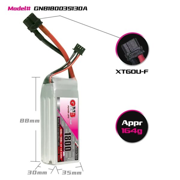 GNB Battery 11.1V 130C 1800mAh 3S - Image 2