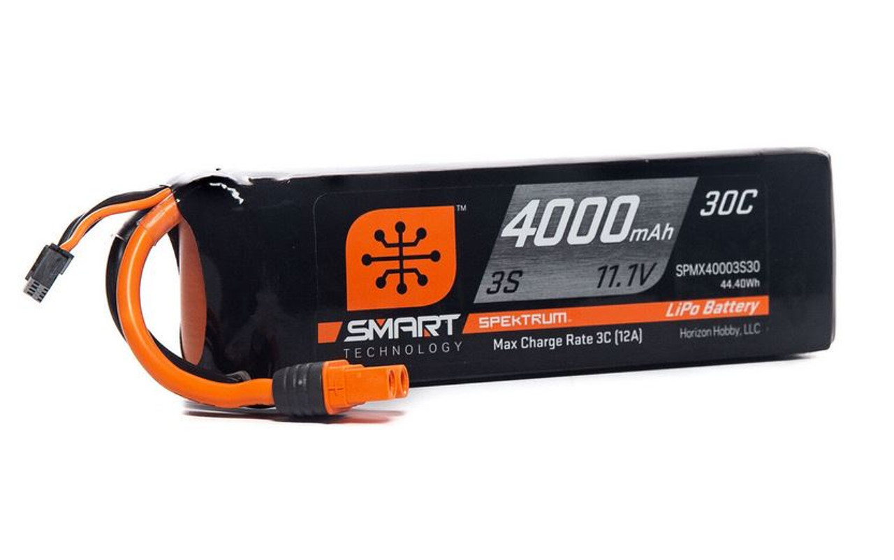 Spektrum 4000mAh 3S 11.1V Smart G2 LiPo Battery 30C IC3