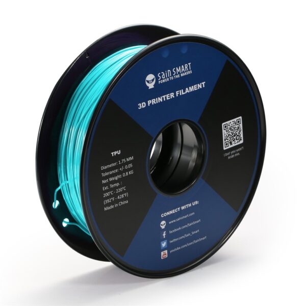 SainSmart TPU Flexible Filament 1.75mm 0.8kg - Neon Cyan