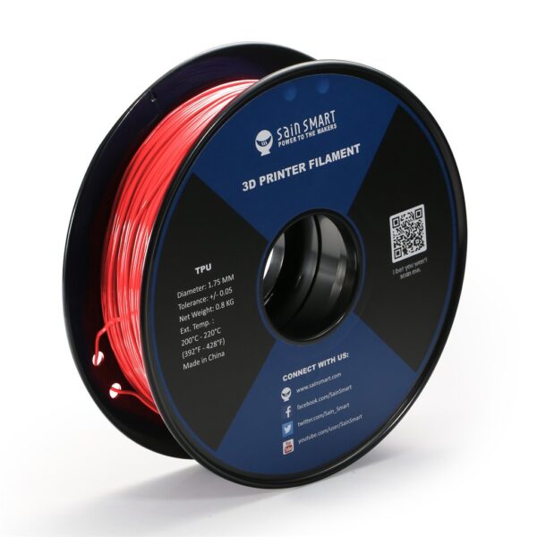 SainSmart TPU Flexible Filament 1.75mm 0.8kg - Neon Scarlett